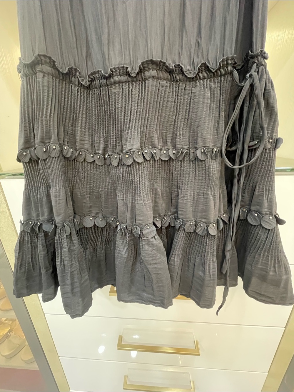 Ramy Brook Black Ruffled Tiered Mini Dress Size Large - Picture 2 of 7